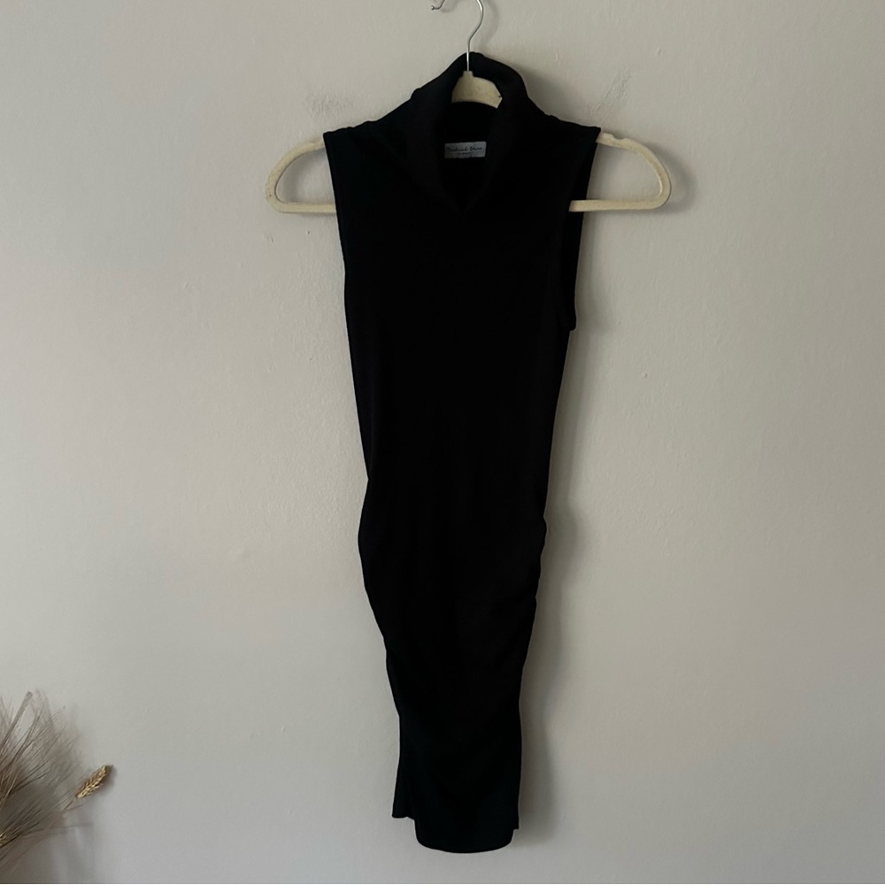 Michael Stars Macy Mock Neck Ribbed Dress XSP Date Night Minimalist LBD - Picture 7 of 14